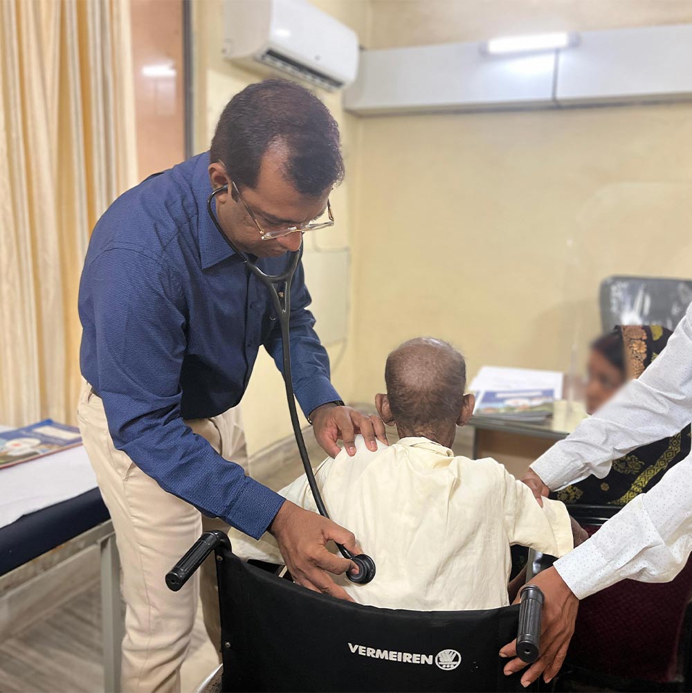 Dr. Sampat Dash checking upon the patient at OPD