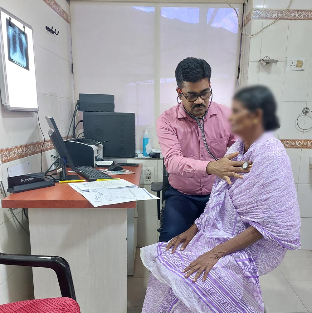Dr. Satya Mohanty checking upon the patient at OPD